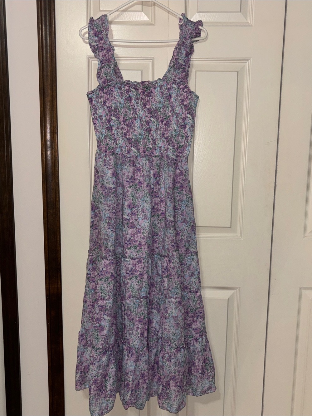 moodie Lavender Floral Smocked Maxi Dress